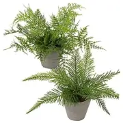 2PCS Fake Plants Potted Artificial Plants Greenery Faux Fern Green #02