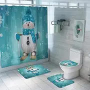 Christmas Shower Curtain Set with Rugs,Merry Christmas Fabric Waterproof Holiday Shower Curtains for Bathroom Set with Shower Curtain Bathroom Curtains Shower Sets Red Xmas Tree Bells Fireplace,M1