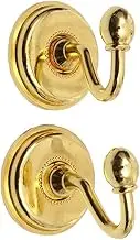 2PCS Curtain Tie Backs Hooks with Screws, Vintage Alloy Decorative Wall Hooks Tieback Hooks Holder Door Wall Hat Coat Hanger (Gold)