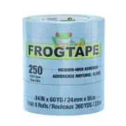 FrogTape CP 250 Medium-High Adhesion Masking Tape - 24MM x 55M x 6-Pack - Lig...
