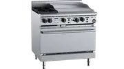 B+S Black Oven with Two Open Burners & 600mm Grill plate Natural Gas