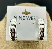 NWT Nine West Silver-Tone Spiral Open Hoop Earrings