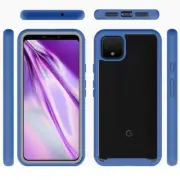 for Google Pixel 4 Shockproof Heavy Duty Bumper Case CLEAR/BLUE
