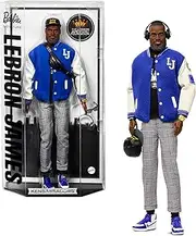 Barbie Signature Lebron James Kenbassadors Doll Collectible with Varsity Bomber Jacket Outfit & Accessories Including Headphones, Sunglasses, & More