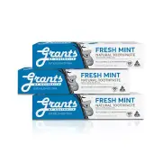 3x Grants Australia Natural Toothpaste Fresh Mint With Tea Tree Oil 110g [Vegan]