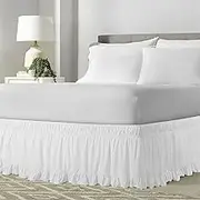 Skirt Ruffled Bed Skirt, Bed Skirt Ruffle Surrounding Elastic 100% Polyester for Home Hotel Multiple Sizes(Ck 200x220x38cm)