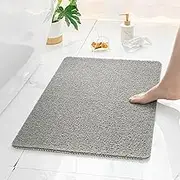 Non Slip Shower Mat, Comfortable Bath mat for Textured Surface,Quick Drying Easy Cleaning Shower Floor Mat for Wet Area,Without Suction Cups Grey 24 x 24