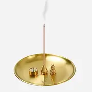 AouloveS 5 in 1 Incense Burner,Upgrade 5.5 Inch Brass Incense Holder for Incense Sticks/Coil Incense Cones, Brass Ash Catcher for Meditation Yoga Roomr,Home Fragrance Decoration