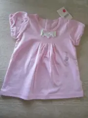 Baby Girls 6-12mths Pumpkin Patch pink pintuck rosette top Size 0