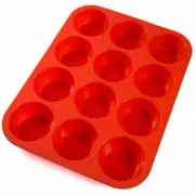 Silicone Muffin Cupcake Pan Tin Tray 12 cups 2.8" x 1.2" & Mini Cup Cake Pan