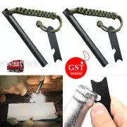 1-4x Ferrocerium Flint Rod 15x1.2cm Survival Fire Starter with Striker Para-cord