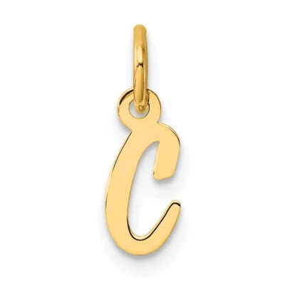 14K Small Script Letter C Initial Charm Bracelet Necklace