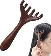 Wooden Scalp Massager, Sandalwood Head Massage Comb, Wooden Wide Tooth Hair Comb | Meridian Dredging Rake Scraping Tool For Men Women