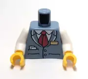 Lego - Minifigure Torso - Sand Blue, Vest, Suit, Tie, Pockets