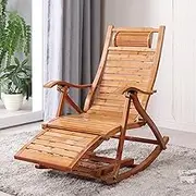 Zero Gravity Lounge Chair, Balcony Home Lounge Chair, Rocking Chairs for Adults Wooden Bamboo Stable Comfort Garden Deck Chairs Load-Bearing 200kg Lounge Chair (Color : Wooden Chair+red Cushion)