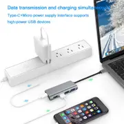 4-port Aluminum Alloy USB 3.0 HUB 5Gbps Super Speed 0.6m USB HUB Type-C Micro USB Charging Splitter For Desktop Laptop