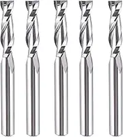 SpeTool 5Pcs Spiral Router Bits UpCut 1/4 inch Cutting Diameter 1/4 inch Shank Router Bit Set HRC55 Solid Carbide CNC End Mill for Woodworking Mortise Slot Carving Engraver