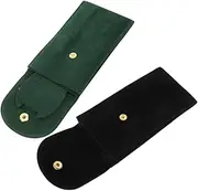 Generic 2pcs Portable Watch Organizer Pouch Travel Watch Case with Soft Lining for Scratch Snap Button Design Great for Travel and Storage
