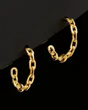 14K Italian Gold Chain Link Hoops