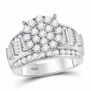 10kt White Gold Round Diamond Cluster Bridal Wedding Engagement Ring 2 Ctw