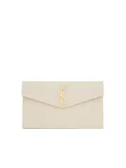 Saint Laurent Uptown Pouch Grain De Poudre Embossed Leather in Blanc Vintage