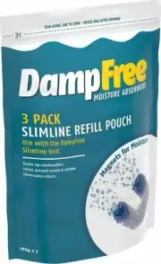 DampFree Moisture Absorber Slimline Refill Sachets - 3 Pack & crystal formula.