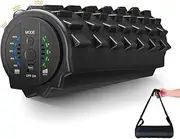 COOBST Vibrating Foam Roller Massager –Electric Foam Roller with 5 Vibration Intensities – Rechargeable Battery – Durable EVA Foam & Solid Core – Fitness, Sports, Recovery – with Carry Bag（Black)