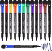 Magnetic Dry Erase Markers Fine Tip, 12 Colors Whiteboard Markers with Eraser Ca