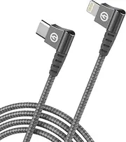 GALVANOX Right Angle Lightning to USB-C Cable (Apple MFi Certified) Braided iPhone Charger L-Shape Cord for Fast Charging iPhone 12/13/14 Pro Max/SE/11/Xs/XR