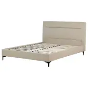Familand Queen Size Platform Bed Frame Upholstered in Cream