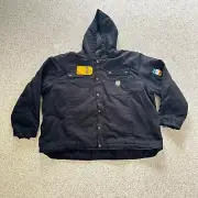 Carhartt Mens utility Jacket 5XL sherpa lined Full Zip canvas Hood Pockets NEW