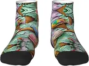 [YANYU] Many Colored Ice Cream Print Workout Everyday Socks For Men And Women All Seasons Comfortable Adult Socks