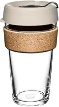 KeepCup Brew Cork - Reusable Coffee Cup Tempered Glass and Natural Cork, Large 16oz/454ml - Filter