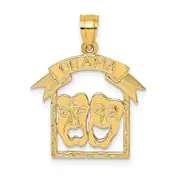 14K Yellow Gold Comedy/Tragedy Drama Story In Frame Charm