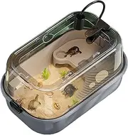 Turtle Habitat Tank Kit | Turtle Aquarium Kit with Full View Design,Multi-Function Area, Stunning Habitat, Bottom Drain, Bask Stage for Small Reptiles