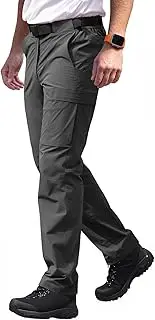 [Aicall] Men's Elastic Waist Hiking Pants Water Resistant Quick-Dry Lightweight Outdoor Sweatpants, Dark Grey, 32W x 30L