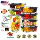 Durable 36oz Glass Food Storage Containers with Lids - 3 Compartment Design