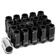 OPEN-END ALUMINUM BLACK 16 LUG+4 LOCK NUTS+ADAPTER M12X1.25 21MM OD/50MM TALL