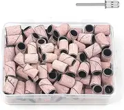 100PCS Professional Nail Sanding Bands Kit, 3mm Mandrel Drill Bits for Acrylic & Gel Removal, 150Grit Files for Manicure Pedicure, Durable Nail Art Tools(150 Grit-Pink)