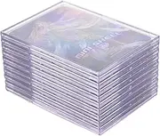 Qesonoo Cards Sleeves Top Loaders 10 Hard Acrylic Card Protector Clear Card Brick + 2 Display Stand Fit for Trading Cards,Standard Sports Cards,Baseball Card Holder Cases Collectibles White