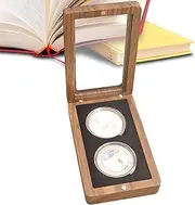 Coin Box | Wooden Coin Organizer for Collectors | Black Walnut Souvenir Emblem Organizer for Displaying, Collectible Badge Case