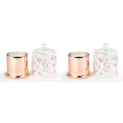 2x 50th Paper Hearts Candle w/ Glass Cloche Vanilla Scent 45hr Burntime Decor