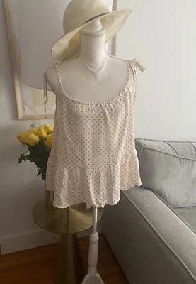 Mango Red Polka Dot Boho Cottage Peasent Top Size L