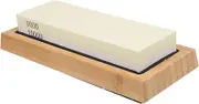 LOPUNER 1set Double-Sided Sharpening Stone Kitchen Knives Premium Whetstone Sharpener with Non-Slip Base Tool for Repairing and Maintaining Cutting Edges Corundum Stone Block Easy to Use