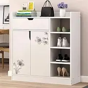 Wooden Shoe Cabinet Shelves Space Saving Shoe Storage Organizer for Closet Entryway Hallway, with Drawers and Doors (Color : B) for Closet, Clear Shoe Boxes Stackable (Color : B)