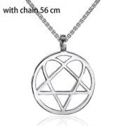 Heartagram Star Heart Him Mens Womens Stainless Steel Pendant Necklace Vintage Jewelry-56cm
