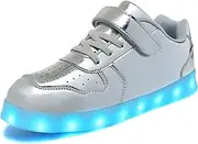 [Wooowyet] Kids LED Sneakers for Boys Hook&Loop Low Light Up Shoes LED Girls USB Recharging