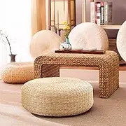 Tatami Floor Cushion Natural Woven 16 Inch Floor Cushions for Sitting Buddha Meditation Seat Cushion Comfortable Cushions for Adults Living Room, Tatami, Seat