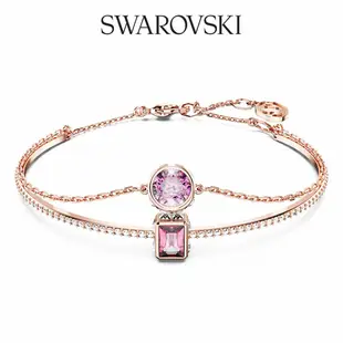 SWAROVSKI 施華洛世奇 Stilla 手鐲 混合式切割 粉紅色 鍍玫瑰金色調