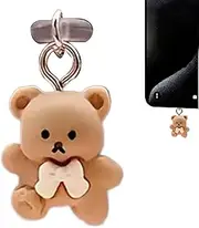 USB C Dust Cover | Cute Cartoon Bear Type C Dust Plug,Mobile Phone Port Protector, Dust Plug Charm, Dust Proof Plugs Pendants for Adults